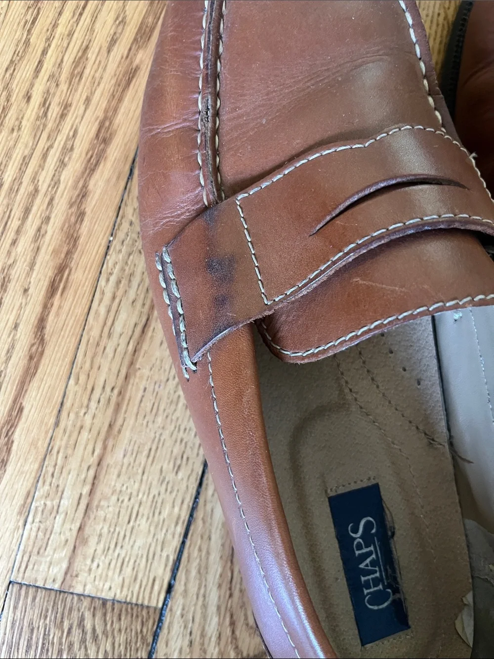 Chaps Tan Leather Penny Loafers